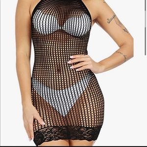 Lace and Fishnet Lingerie Halter Dress Unworn